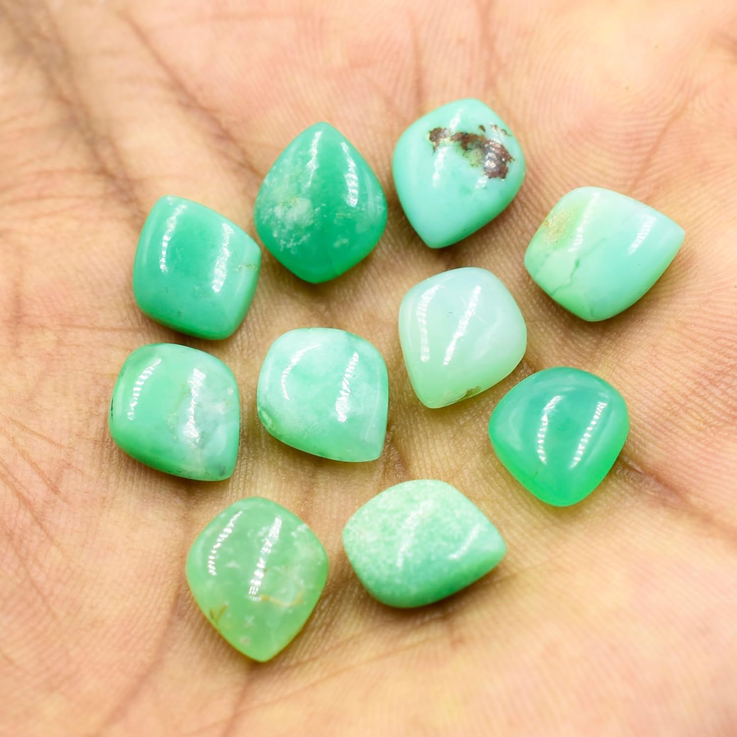 Chrysoprase Natural Stone Crystal Beads - Jewelry Making 10X12 mm Leaf Shape Faceted Loose Gemstone Briolette Plain Cut Wholesale Lot DIY Stones Bead Supply