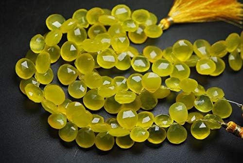 8 Inch Strand,Super Finest,Yellow Chalceny Faceted Heart Shape Briolettes 10-12mm Large Size Code-HIGH-57014