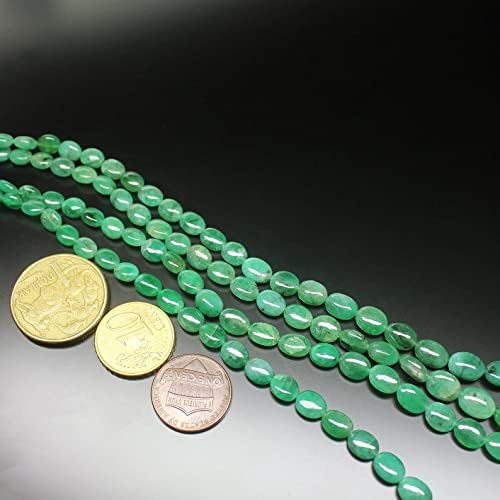13 inch Strand of Natural gem Emerald, 6-10 mm Oval Smooth Beads for DIY Jewelry Making. | Beads_03844