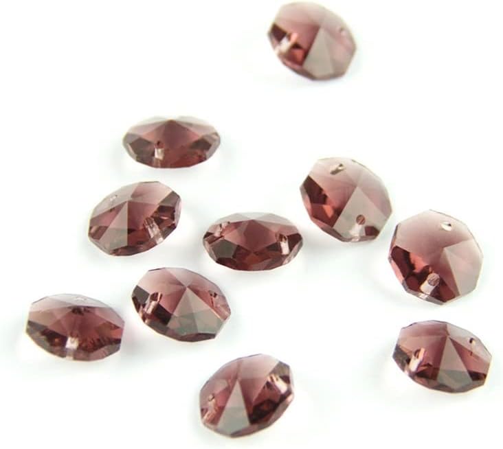 Hanging Crystals Prisms Crystal Octagon Beads Amethyst 14mm 1 Hole/2 Holes Crystal Chandelier Beads Chandelier Glass Prism Pendant for Lighting Parts Hangings Crystals for Decoration(1 Hole,2000pcs)