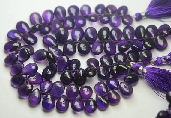 8 inch Strand of Natural Amethyst 12-15mm pear Smooth briolette Beads for DIY Jewelry Making. |BRIO_00247