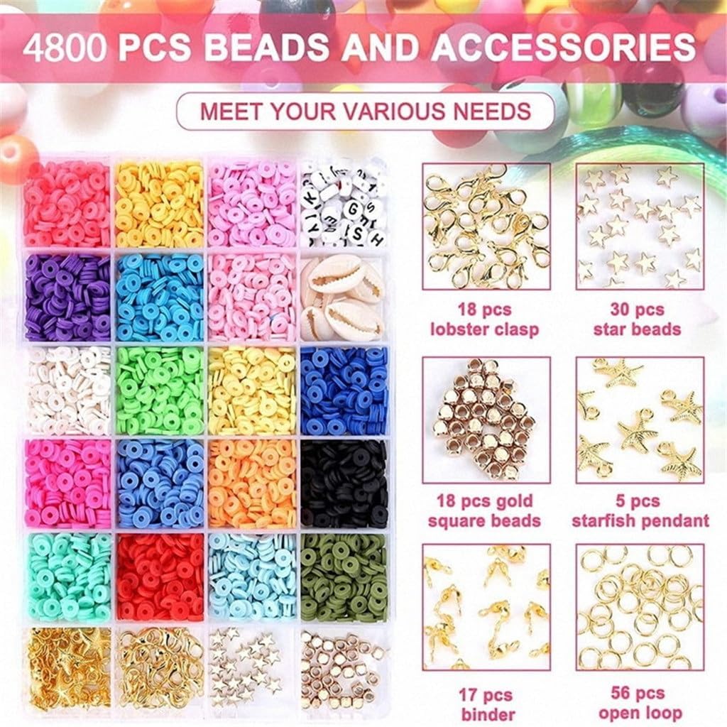 4800 6mm Clay Beads Polymer Set Handmade Jewelry Bracelet DIY Accessories