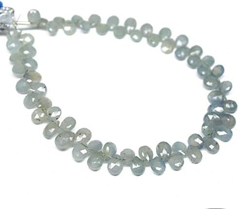 Natural Shaded Grey Sapphire Faceted Briolette Pear Drop Gemstone Craft Loose Beads Starnd 8 Inch Long 6mm 8mm Code-HIGH-1081