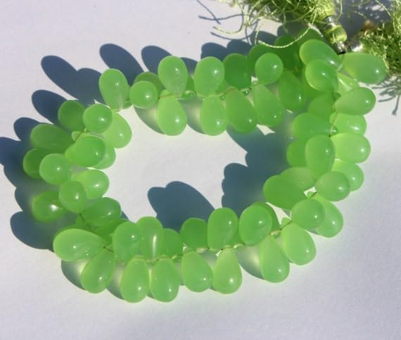 8 inch Strand of Natural Chalcedony 7-14mm Teardrop Smooth briolette Beads for DIY Jewelry Making. |BRIO_02079