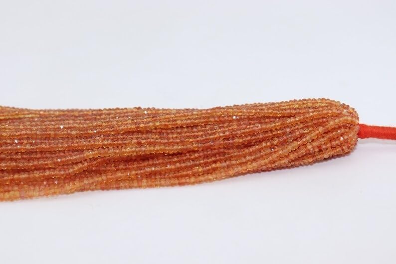 Padparadscha Orange Sapphire Faceted Rondelle Beads 2.5-3 mm Orange Songea Sapphire Rondelle Beads Padparadscha Sapphire Beads