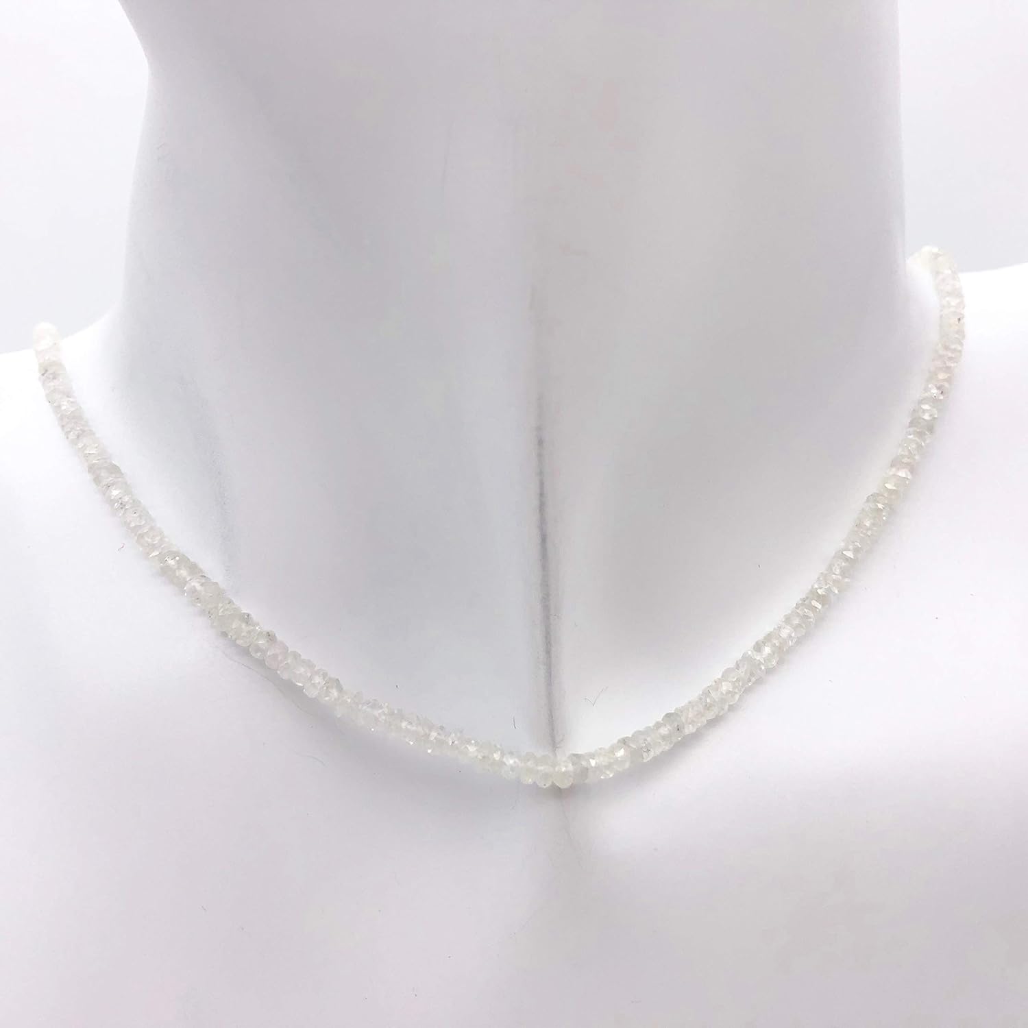 Dazzle 17cts White Sapphire Faceted 8 inch Bead Strand | 2.5x1.5-2x1mm | 3294HS for Jewelry Making