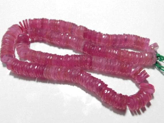 BEADS GEMSTONE 432 carat-AAA SUPERB Ruby Micro Cut LARGE Micro Cut wheel Rondelles- 16 Inch Long Strand -Stones measure- 8-9mm Code-HIGH-7597