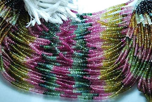 30 x 13.5 Inches Strand, Super Quality Multi Tourmaline Faceted Rondelles 3.5mm Code-HIGH-3156