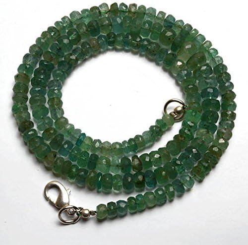 1 Strand Natural 19 Inches Stands AAAA Gems Quality 100% Natural Emerald Transparent Faceted Roundels Beads Necklace 4 TO 6 MM