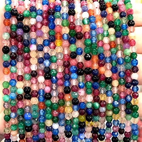 13 inch Strand of Natural gem Multicolor Agate, 4mm Round Faceted Beads for DIY Jewelry Making. | Beads_05666