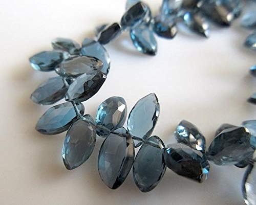 Lonn Blue Topaz Beads, Blue Topaz Briolette, Faceted Marquise, Briolette Beads, 6x9mm Each, 8 Inch Strand Code-HIGH-48354