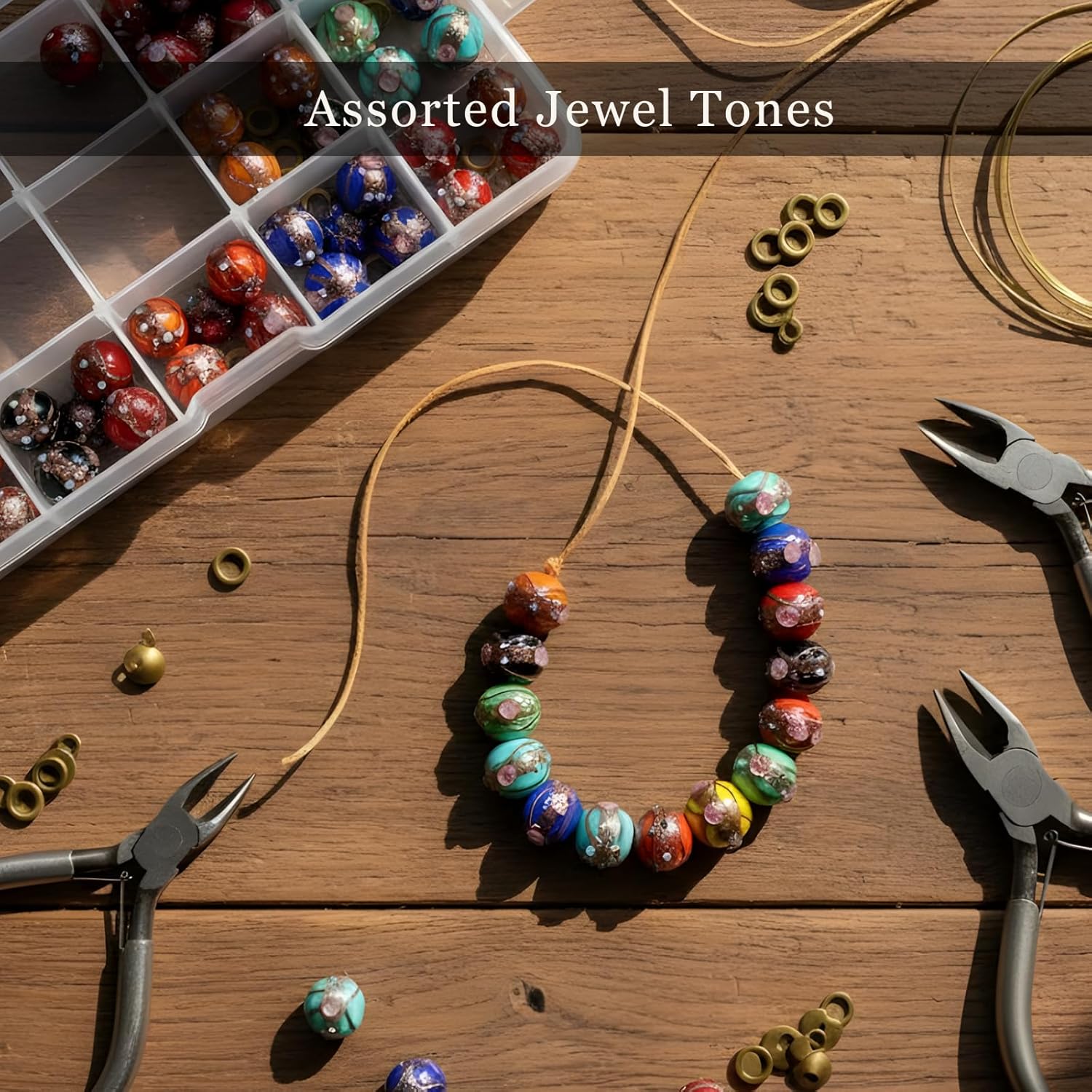 Handcrafted Multicolor Lampwork Glass Beads | Round Beads with Floral & Glitter Designs | Available in 50 Strands | Artistic Assorted for Jewelry Making, DIY Crafts.