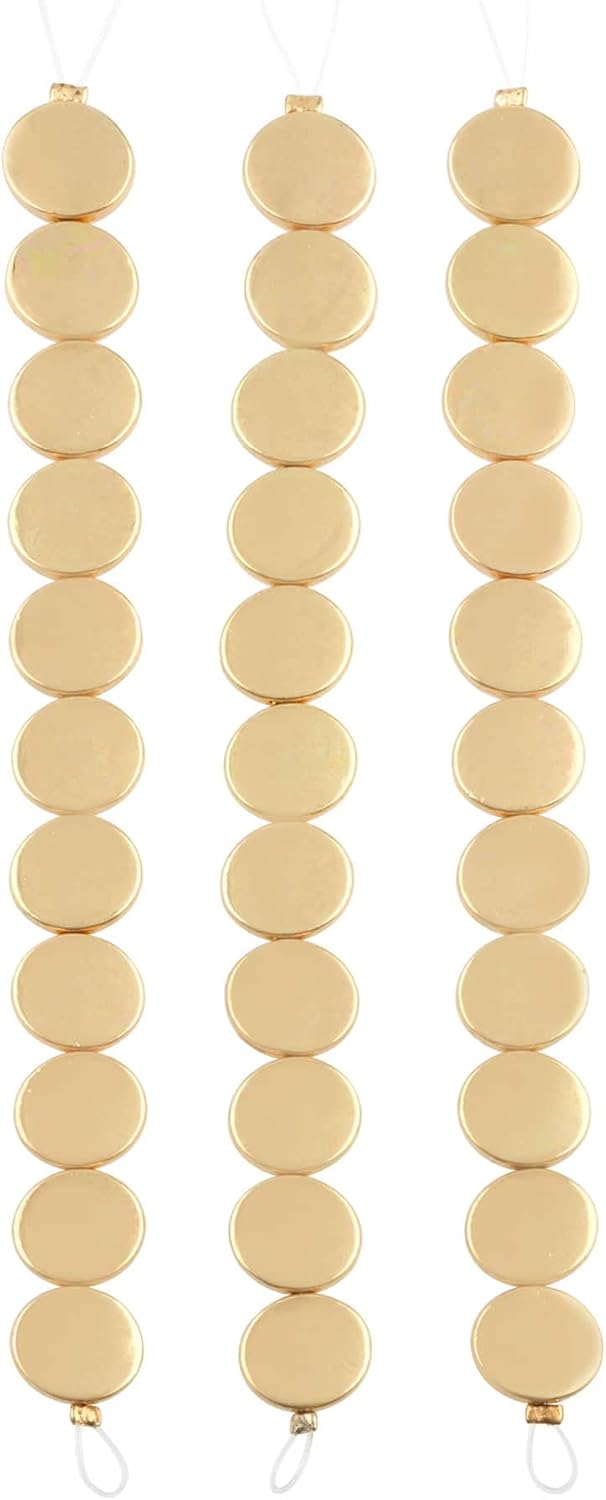 Bead Landing Gold Metal Coin Beads - 11mm Matte Finish, Nickel Free Zinc Alloy for Crafting & Jewelry Making Supplies, 12 Pack