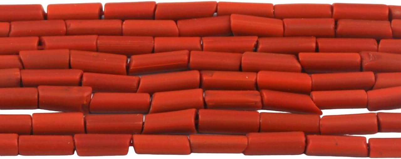 Red Coral Tube Shape 4x9 mm Smooth Plain Beads 13