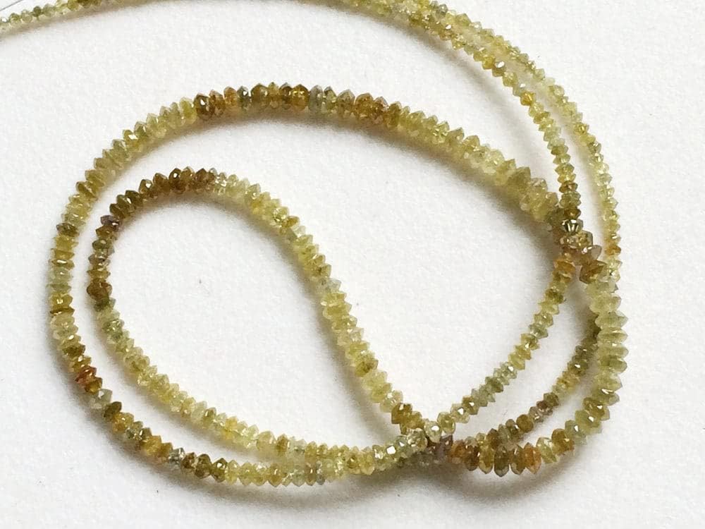 1.5-2.5mm Yellow Sparkling Diamonds, Yellow Faceted Diamond Saucer/Thali Beads, Diamond Beads For Jewelry (4IN To 16IN Options) - DSA17, 1.5-2.5 MM Approx.
