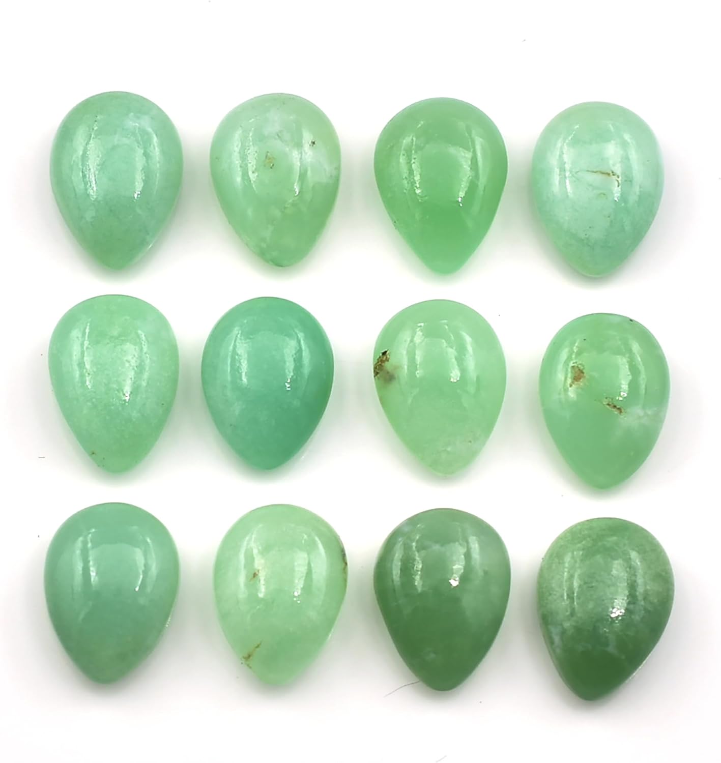 5 Pcs Natural Chrysoprase Stone Beads for Jewelry Making Pear Briolette 10x14 mm Smooth Plain Polished Gemstone Pear Cut Price Per Set Supply