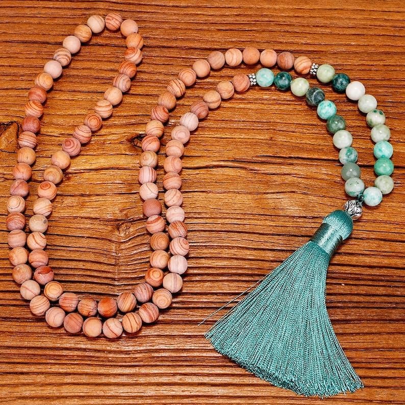 Serpenggiante, turquoise Stone Mala Beads, 108 Mala Necklace, Knotted Mala, WWG Necklace, Yoga Jewelry Meditation Beads Spiritual Jewelry Boho Jewelry