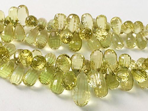 13 inch natural beads strand of 6x10-12x26mm faceted teardrop Lemon Quartz gemstone briolletes beads for DIY jewelry - necklace, bracelet, earring, ring.