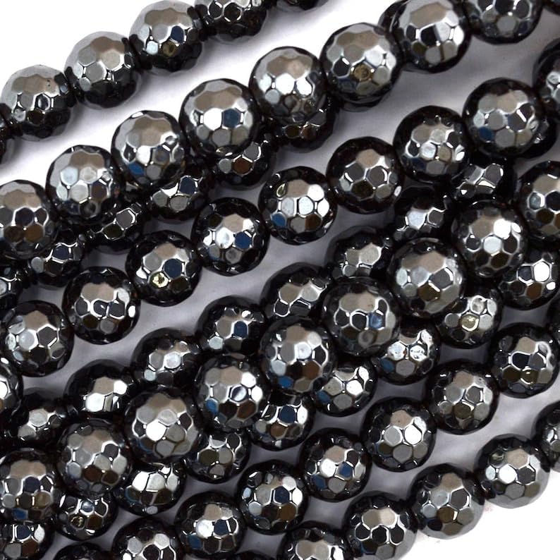 13 inch Strand of Natural gem Hematite, 10mm Round Smooth Beads for DIY Jewelry Making. | Beads_04610, As Per Photo