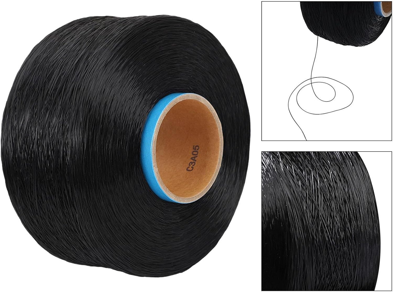 Elastic String Bead Cord, Large Roll Black Flat Stretch Bracelet String for Clay Beads Beading, 0.4mm 7000m