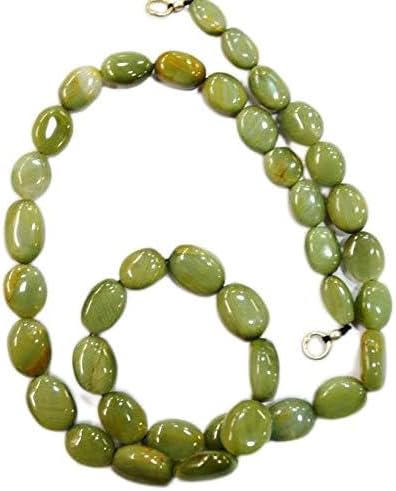 LOVEKUSH Natural gem Stone Cats Eye Smooth Nuggets Beads Complete Necklace 19 inches 7 x 10 to 10 x 13 mm Code-HIGH-60578