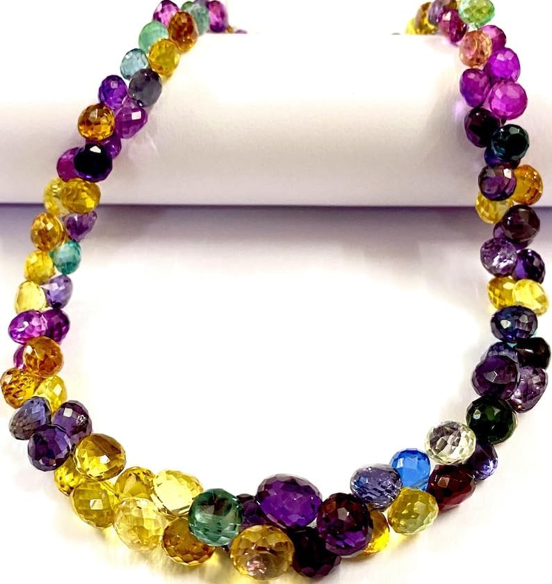 Natural Multi Sapphire Onion facated Beads 5-8 MM 14 inch Long String Jewelry Making Gemstone Beads for Necklace Bracelet