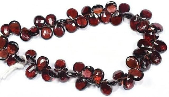 8 Inch 6x8-7x10mm Natural Pyrope Red Garnet Faceted Pear Shape Briolette Beads lot of 25 Strands CHIK-STRD-98245