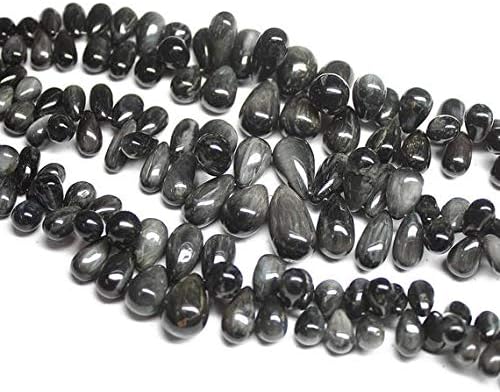 natural clack cats eye faceted tear drop briolette gemstone loose craft beads strand 7