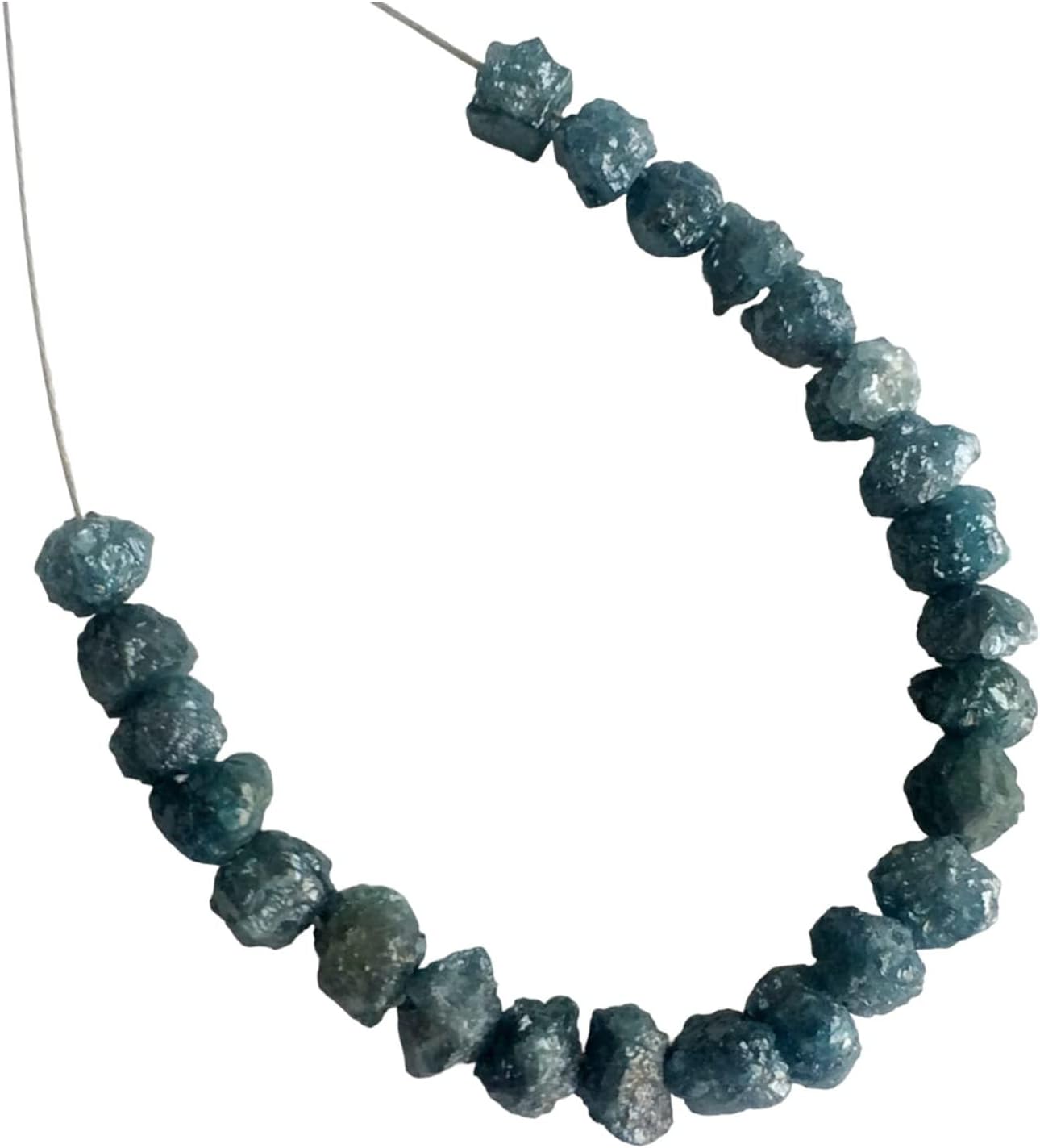 Women's 6-8mm Large Hole Bead, Blue Rough Diamond Beads, 1mm Drilled Blue Diamond Briolettes For Jewelry (1pc To 5Pc Options) - DS4053A