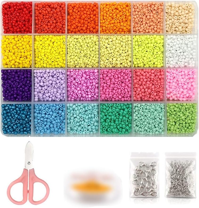 24 Grid Beads Spring Color 4mm Glass Rice Set DIY