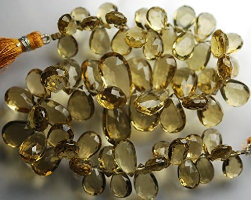 13 inch natural beads strand of 11-20mm faceted pear honey quartz gemstone briolletes beads for DIY jewelry - necklace, bracelet, earring, ring.