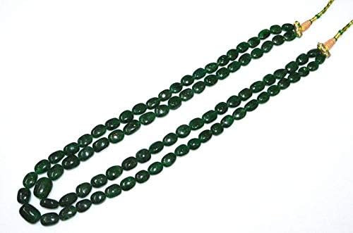 2 Lines Dyed Emerald Smooth Oval Shape Necklace, Dyed Emerald Smooth Oval Beads, Emerald Necklace, 8.5x10-13.5x18 mm