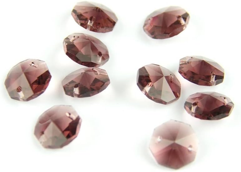 Hanging Crystals Prisms Crystal Octagon Beads Amethyst 14mm 1 Hole/2 Holes Crystal Chandelier Beads Chandelier Glass Prism Pendant for Lighting Parts Hangings Crystals for Decoration(1 Hole,2000pcs)