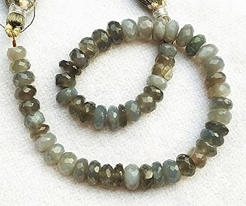 13 inch Strand of Natural gem Gray Moonstone, 7-8mm rondelle Faceted Beads for DIY Jewelry Making. | Beads_03947