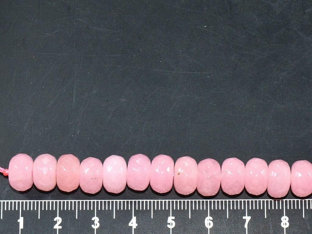 The Design Cart Pastel Pink Round Jade Semi Precious Stones for Bracelet Necklace Jewelry Making, Package of 5 Strings Size 7 mm KAR-270619-173
