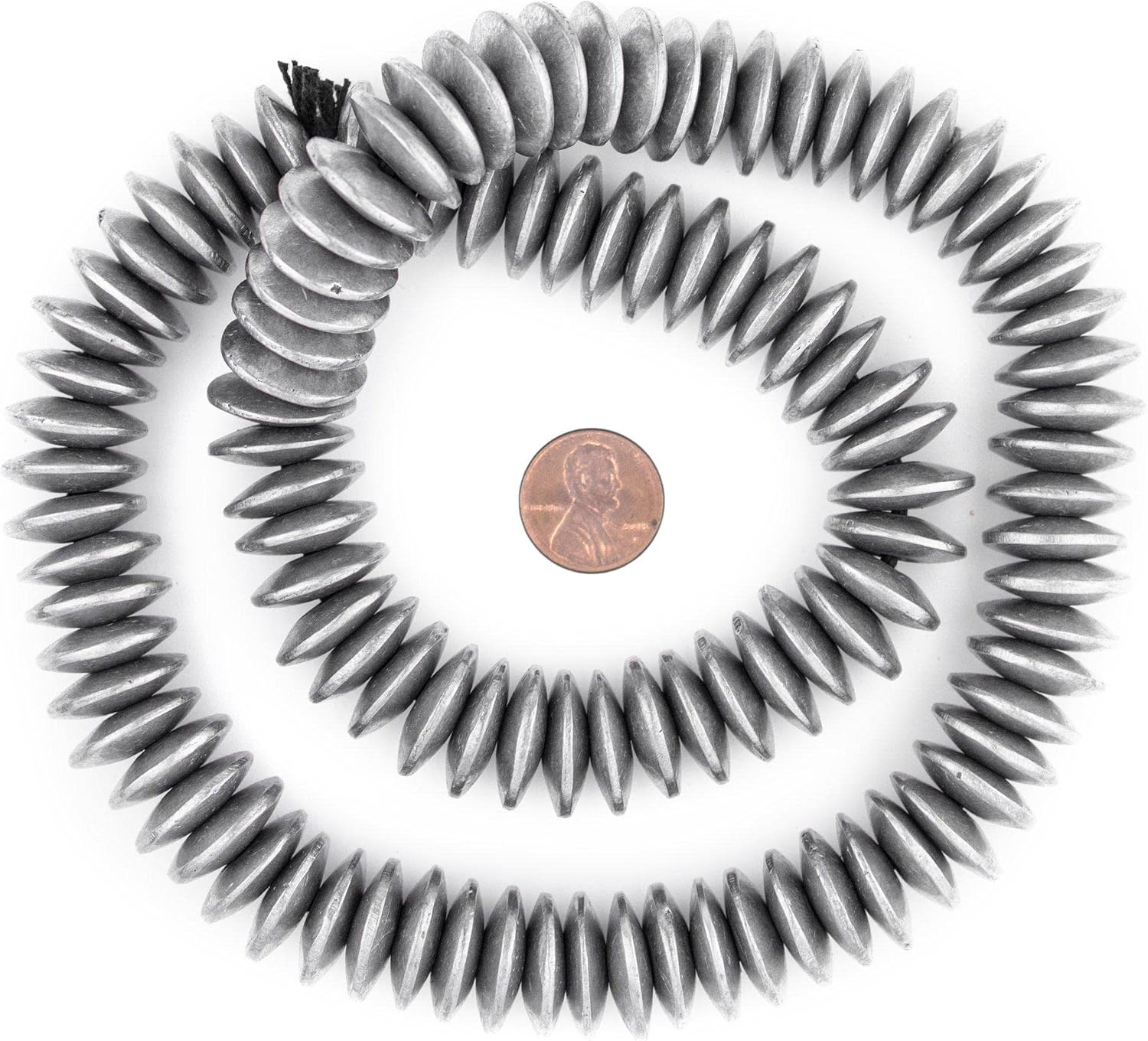 The Bead Chest Maasai Silver Saucer Beads 20mm Aluminum Large Hole 24 Inch Strand