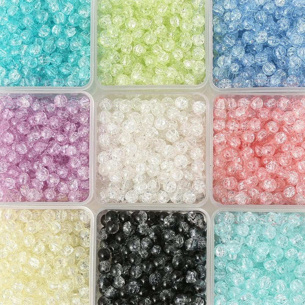 DIY Beads Bracelet Necklace Trendy Wind Loose Beads Beading Jewelry Accessories Cracked Beads 8mm(C,10mm) (Black 10mm)