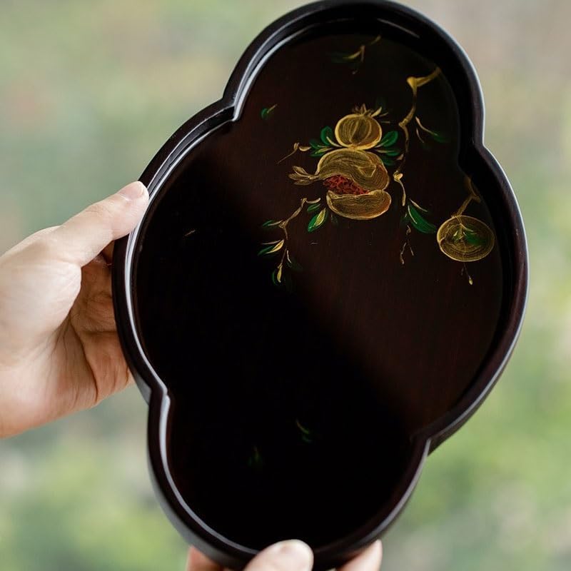 Tray Hand-Painted Teapot Holder Small Dry Tea Tray Tea Holder Household Simple Tray Tea Ceremony Accessories Storage Tray Serving Trays(D)