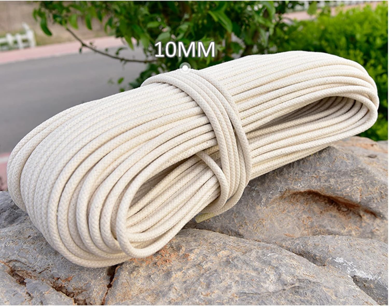 Cotton String Ball, Elastic cord, thread beading string,Washing Line Rope Strong Outdoor 30m/50m,Thick 6/8/10mm Natural Cotton Rope Braided Clothesline String,Multipurpose Clothes Line Laundry Line,8m