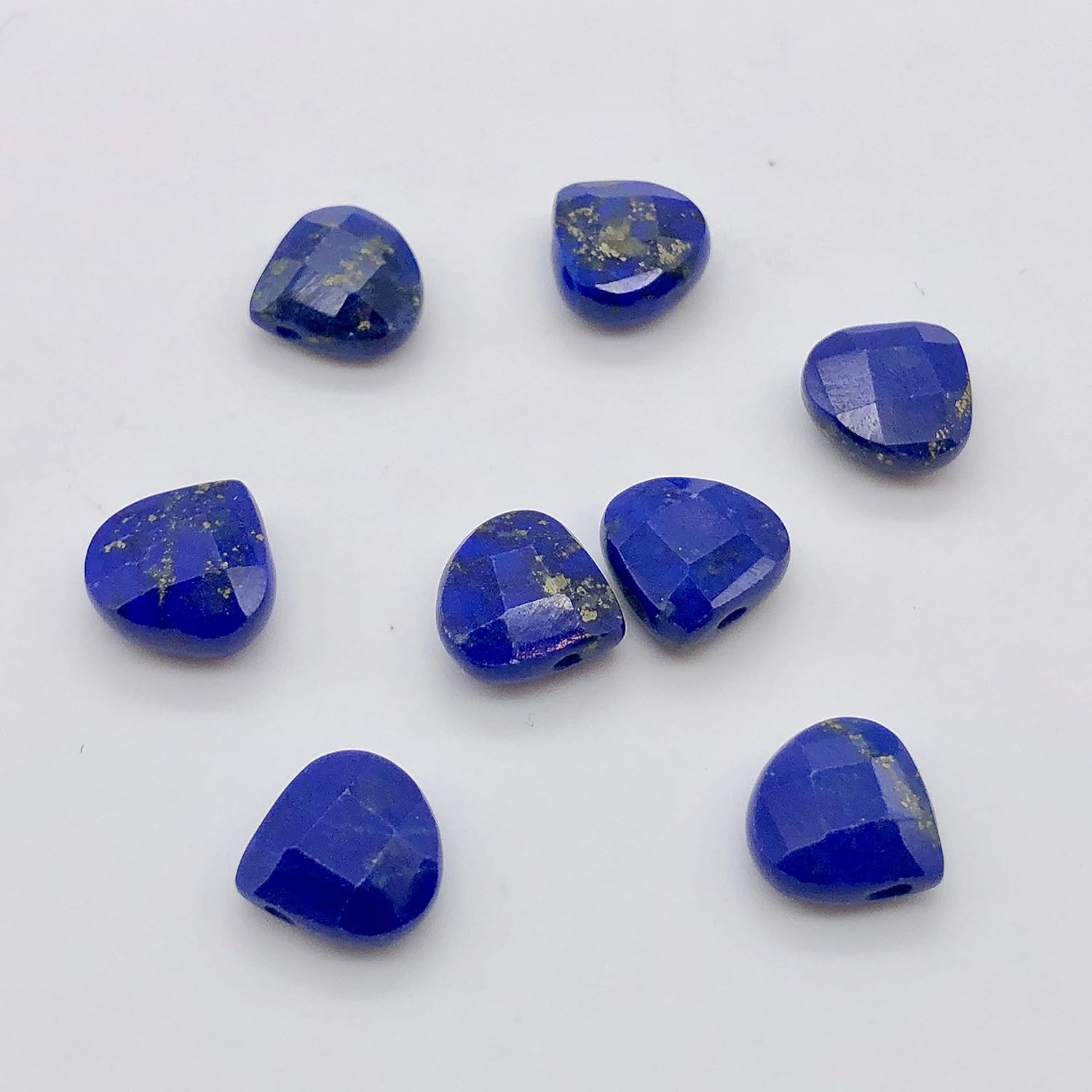Fabulous Lapis Faceted 10x10mm Briolette Bead Strand 107259 for Jewelry Making