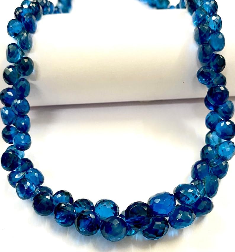 Natural Blue Spinel Onion Faceted Beads 6X8-7X8MM 18 inch Long String Jewelry Making Gemstone Beads for Necklace Bracelet