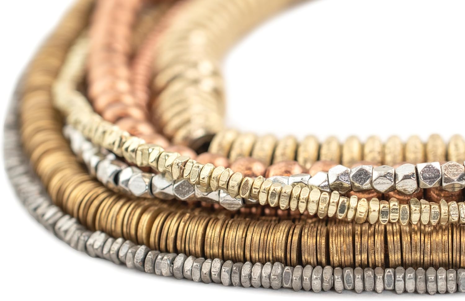 Metal Spacer Bead Bundle – 8 Strand Set | Approx. 3000 Brass, Copper & Silver-Color Heishi, Donut & Round Beads | Top-Selling Styles for Jewelry Making & Crafts