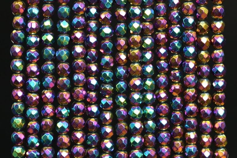 13 inch Strand of Natural gem Hematite, 2-4mm Round Faceted Beads for DIY Jewelry Making. | Beads_04611, As Per Photo