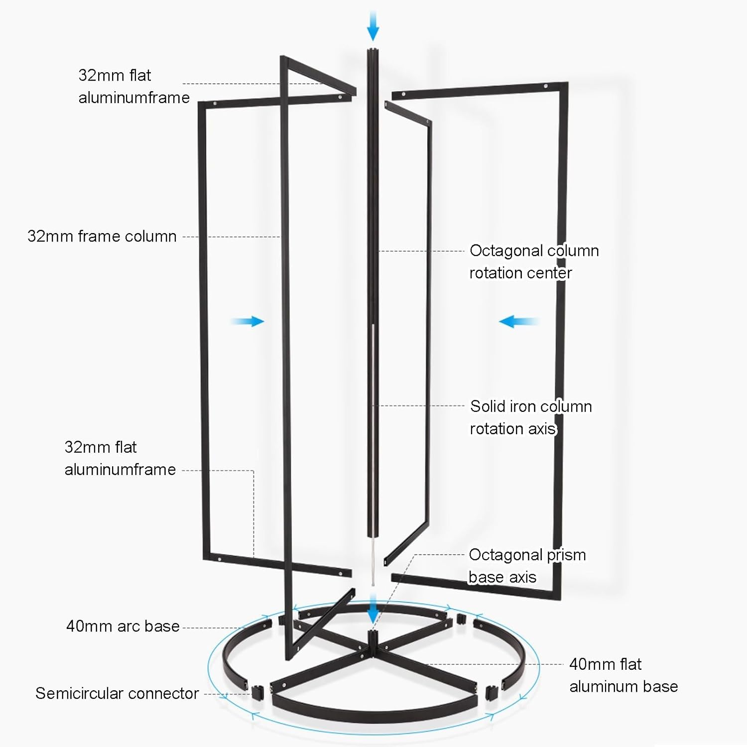 360° Rotating Picture Hanger, Painting Exhibition Display Rack, Painting Photo Hanging Kit, Portable Art Publicity Display Board, for Art Gallery, Craft Fair, Booth(100x180cm/39.4x70.8in