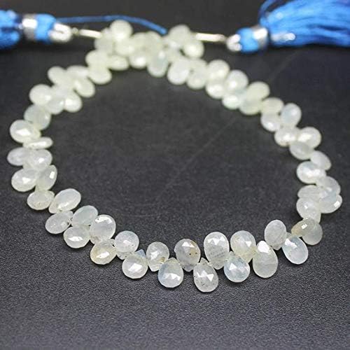 LOVEKUSH LKBEADS Natural Grey Sapphire Faceted Briolette Pear Drop Gemstone Craft Loose Beads Starnd 8 Inch Long 7mm 6mm Code-HIGH-1083