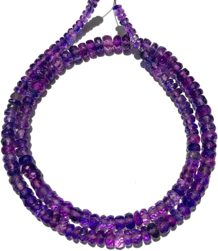 Natural Pinkish~Purple Sapphire roundelle facated Beads 4-6 MM 18 inch Long String Jewelry Making Gemstone Beads for Necklace Bracelet