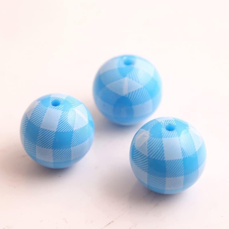 Davitu Kwoi Vita 12mm 20mm Acrylic Colorful Solid Beads Print White Plaid for Chunky Beads Necklace Jewelry - (Color: Red, Item Diameter: 12mm 1000pcs)