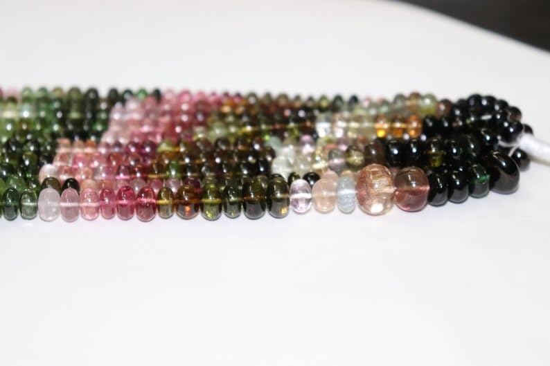 Multi Tourmaline Smooth Rondelle Beads 6.5-7 mm Tourmaline Bead Multi Tourmaline Rondelle Beads Plain Tourmaline Beads Beads for Making Jwelery