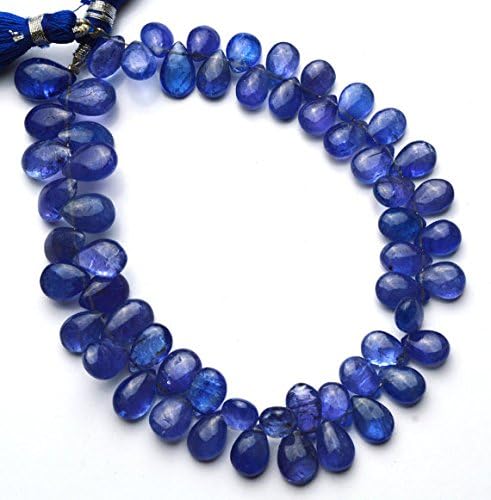 13 inch natural beads strand of 5x7-8x10mm smooth pear tanzanite gemstone briolletes beads for DIY jewelry - necklace, bracelet, earring, ring.