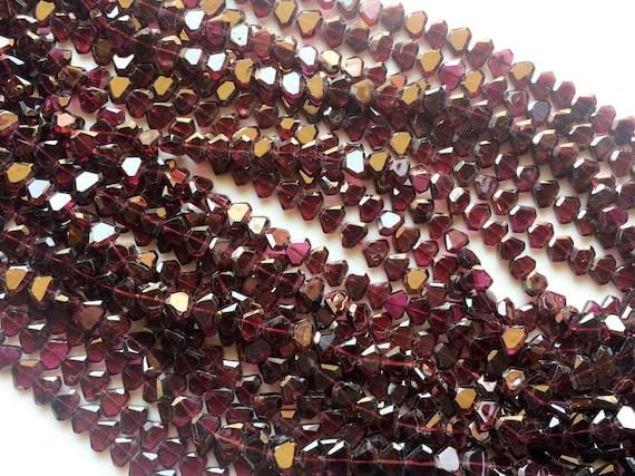 BEADS GEMSTONE 1 Strand Natural Garnet Faceted Fancy Trillion Beads, Natural Garnet Necklace, 6mm, 13 Inch Code-HIGH-18191